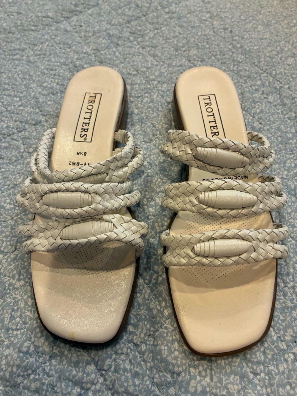 VTG Trotters Women's Braided Slide Sandals in Cream Women’s Size 8.5